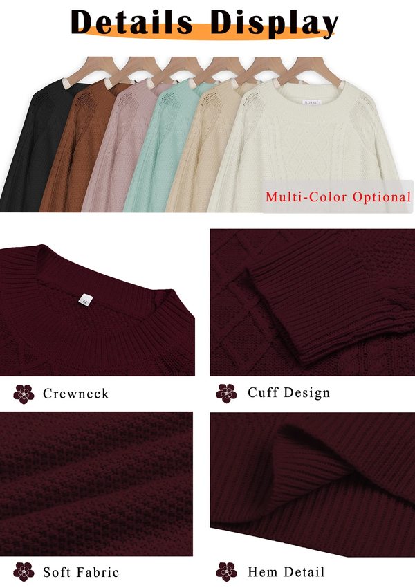 Oversized Sweaters for Women Cable Knit Chunky Pullover Sweater